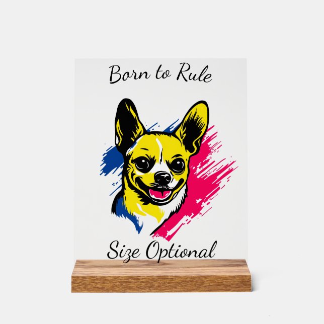 Señal Acrílica Diseño de Chihuahua, arte pop de personalizable (Anverso)
