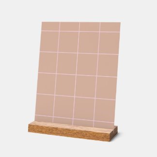 Señal Acrílica Diseño de Cuadrícula en Beige Cálido con Cuadro Su