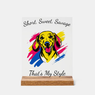 Señal Acrílica Diseño de Dachshund de Arte Pop Personalizable