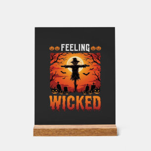 Señal Acrílica Diseño de espantapájaros de Halloween sintiéndose 