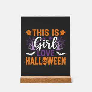 Señal Acrílica Diseño de fantasma de Halloween de amor de niña_1