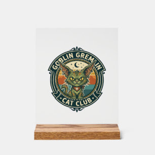 Señal Acrílica Diseño de gatito lindo gato duende gremlin - Grem 