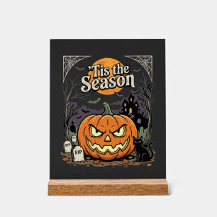 Señal Acrílica Diseño de gato de calabaza de la temporada de Hall