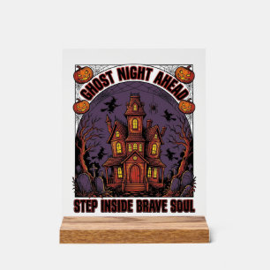 Señal Acrílica Diseño de grabado vintage de casa embrujada de Hal