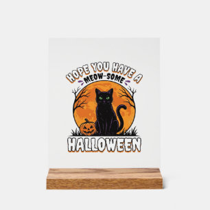 Señal Acrílica Diseño de grabado vintage Meow-Some de gato de Hal