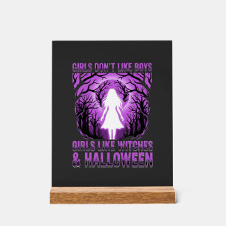 Señal Acrílica Diseño de Halloween Chicas como Brujas