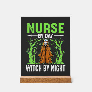 Señal Acrílica Diseño de Halloween de bruja por la noche enfermer