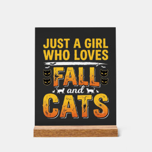 Señal Acrílica Diseño de Halloween de chicas gatos de otoño_1