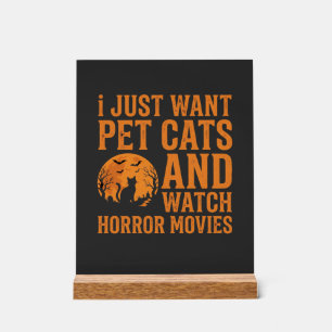 Señal Acrílica Diseño de Halloween Películas de Terror Gatos Domé