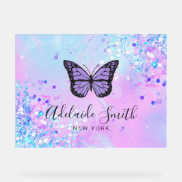 Señal Acrílica diseño de mariposa púrpura