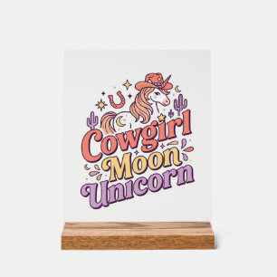 Señal Acrílica Diseño de mercancía caprichosa de vaquera unicorni