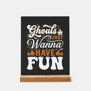 Señal Acrílica Diseño de monstruos de Halloween que solo quieren