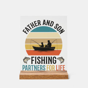 Señal Acrílica Diseño de padre e hijo compañeros de pesca para to