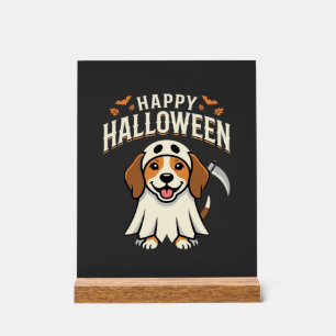 Señal Acrílica Diseño de perro Beagle Feliz Halloween_1
