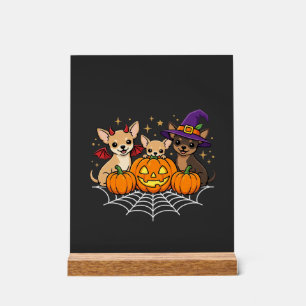 Señal Acrílica Diseño de perro bruja calabaza Halloween Chihuahua