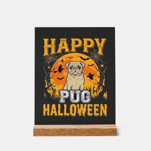 Señal Acrílica Diseño de perro espeluznante de Halloween de Pug f