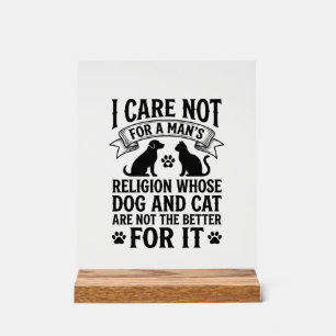 Señal Acrílica Diseño de Religión de Perro Gato Vintage Cita Aman
