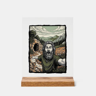 Señal Acrílica Diseño de retrato barbudo sorprendido de grabado v