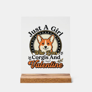 Señal Acrílica Diseño de San Valentín de Corgi para amantes de lo