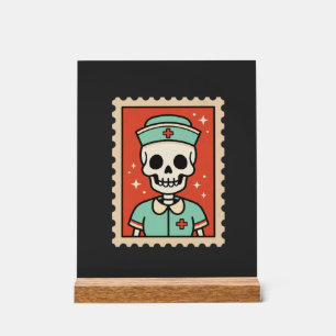 Señal Acrílica Diseño de sello de enfermera esqueleto de Hallowee
