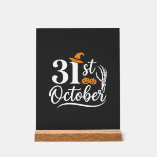 Señal Acrílica Diseño de sombrero de bruja de calabaza del 31 de