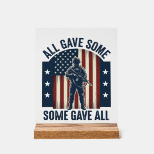Señal Acrílica Diseño de Tributo al Veterano Todo Dio Algo Alguno