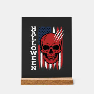 Señal Acrílica Diseño de vector de bandera de cráneo de Halloween