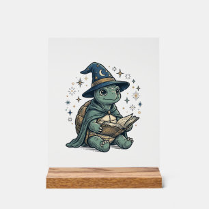 Señal Acrílica Diseño de vector de brujo de tortuga linda leyendo
