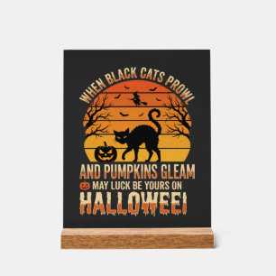 Señal Acrílica Diseño de vector de calabaza de gato negro de Hall