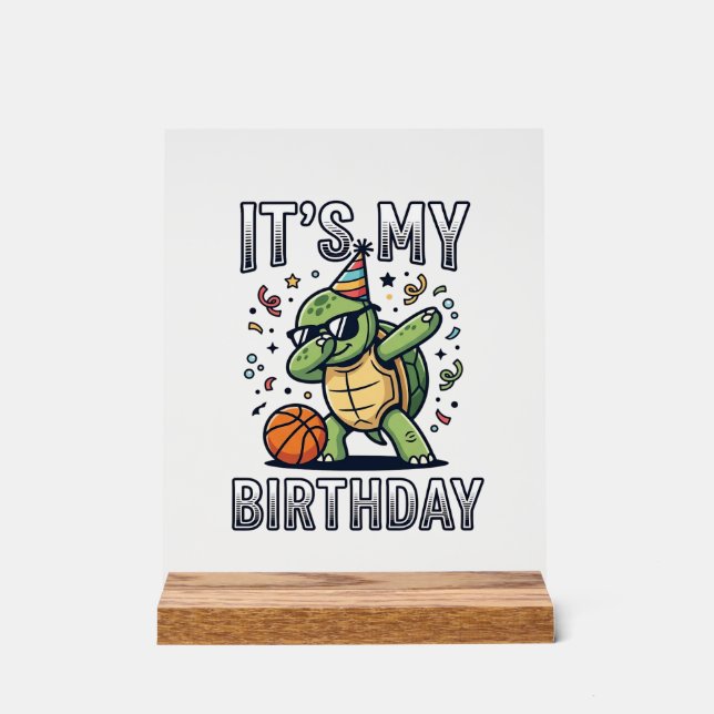 Señal Acrílica Diseño de vector de fiesta de baloncesto de tortug (Anverso)