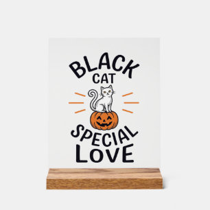 Señal Acrílica Diseño de vector de gato negro especial amor Hallo