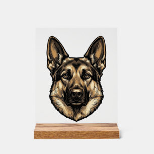 Señal Acrílica Diseño de vector de perro pastor grabado vintage_1