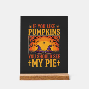 Señal Acrílica Diseño divertido de bruja de pastel de calabaza de