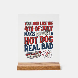 Señal Acrílica Diseño divertido de camiseta patriótica de hot dog