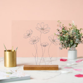 Señal Acrílica diseño floral cosmos - Línea Fina Minimalista