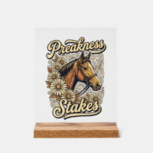 Señal Acrílica Diseño Floral de Carrera de Caballos Antiguos de P