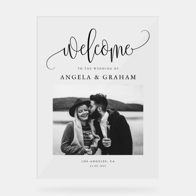 Señal Acrílica Diseño fotográfico boda con caligrafía de Bonito n (Anverso)