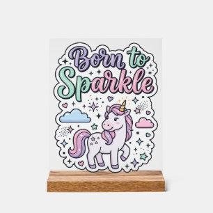 Señal Acrílica Diseño gráfico de mercancía de unicornio nacido pa