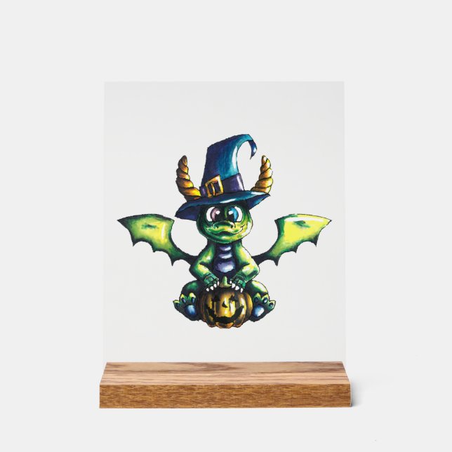 Señal Acrílica Diseño mágico de dragones de Halloween (Anverso)