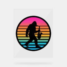 Diseño Retro Atardecer Saxofón Jazz Bigfoot