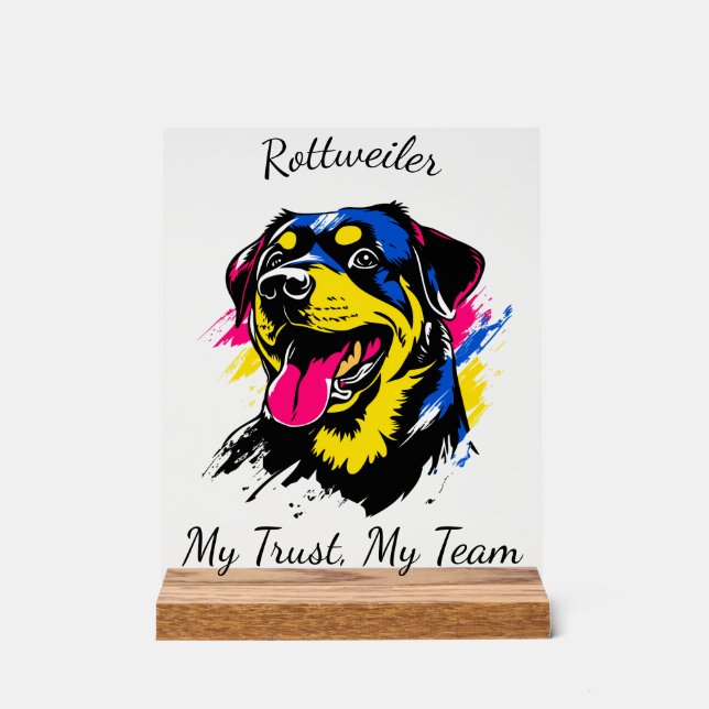 Señal Acrílica Diseño Rottweiler de arte pop de personalizable (Anverso)