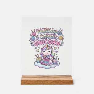 Señal Acrílica Diseño tipográfico adorable de unicornio de punto 
