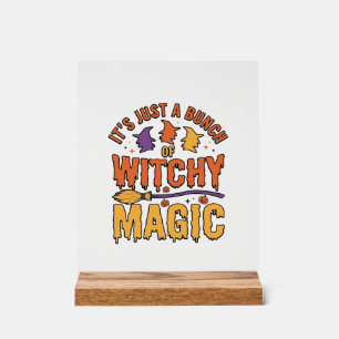 Señal Acrílica Diseño tipográfico de Halloween de magia bruja_1