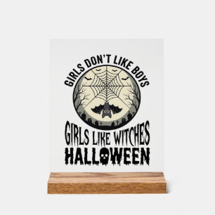 Señal Acrílica Diseño Vector Vintage de Halloween Chicas Como Bru