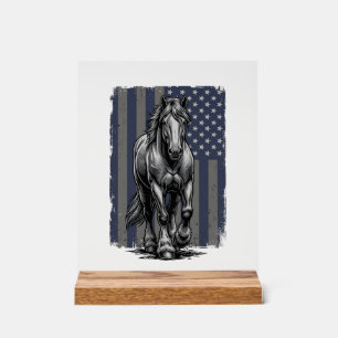 Señal Acrílica diseño vectorial de bandera de caballo de tiro pat