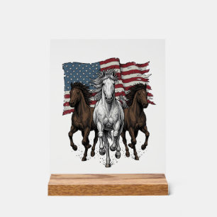 Señal Acrílica Diseño vectorial de caballos corriendo patrióticos