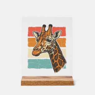 Señal Acrílica Diseño vectorial de cabeza de jirafa vintage puest