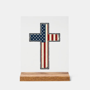 Señal Acrílica Diseño vectorial de cruz patriótica angustiado_1
