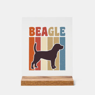 Señal Acrílica Diseño vectorial de raya retro de perro Beagle vin