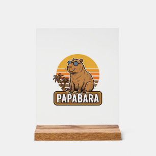 Señal Acrílica Diseño vectorial PAPABARA Capybara Retro Papá_1